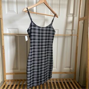 Black and White Spaghetti Strap Slip Mini Dress